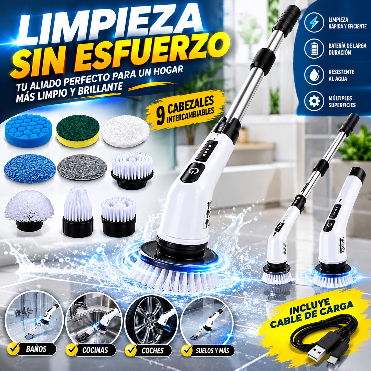 Spruzzo – Cepillo eléctrico multiaccesorio 2000 mAh